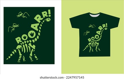 dinosaur skeleton t-shirt desing. vector illustration. Printable t-shirt design for dinosaur