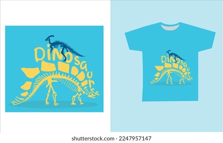 dinosaur skeleton t-shirt desing. vector illustration. Printable t-shirt design for dinosaur