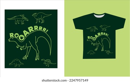 dinosaur skeleton t-shirt desing. vector illustration. Printable t-shirt design for dinosaur