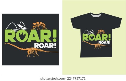 diseño de camisetas con esqueletos de dinosaurio. ilustración vectorial. Diseño de camisetas impresas para dinosaurios