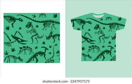 dinosaur skeleton t-shirt desing. vector illustration. Printable t-shirt design for dinosaur