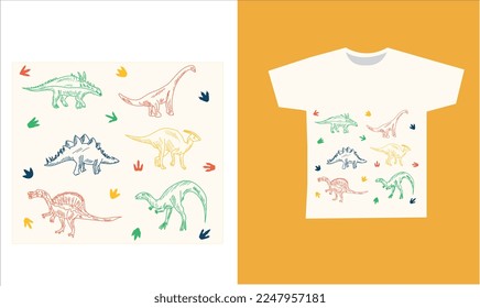 dinosaur skeleton t-shirt desing. vector illustration. Printable t-shirt design for dinosaur