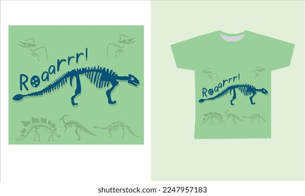 dinosaur skeleton t-shirt desing. vector illustration. Printable t-shirt design for dinosaur