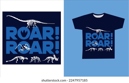 diseño de camisetas con esqueletos de dinosaurio. ilustración vectorial. Diseño de camisetas impresas para dinosaurios