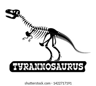 Dinosaur skeleton. Tyrannosaurus. Silhouette on isolated background. Sticker, magnet. Vector