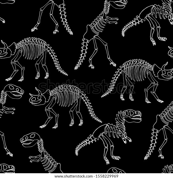 Dinosaur Skeleton Vector Seamless Pattern Original Stock Vector ...