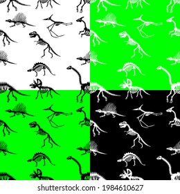 dinosaur skeletons pattern set, vector illustration