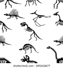 Dinosaur skeletons, seamless pattern, vector illustration