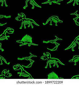 dinosaur skeletons, seamless pattern, vector illustration