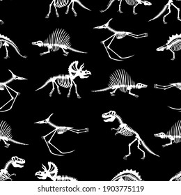 dinosaur skeletons, seamless pattern, vector illustration