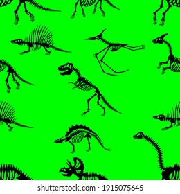 Dinosaur skeletons, seamless pattern, vector illustration