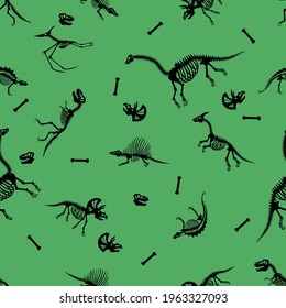 Dinosaur skeletons, seamless pattern, vector illustration