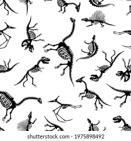 Dinosaur skeletons, seamless pattern, vector illustration