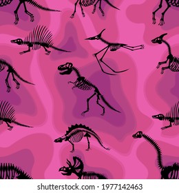 Dinosaur skeletons, seamless pattern, vector illustration