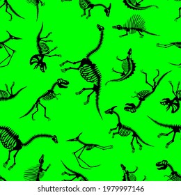 dinosaur skeletons, seamless pattern, vector illustration