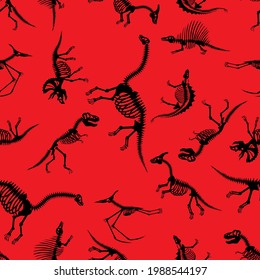 dinosaur skeletons, seamless pattern, vector illustration