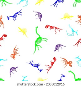 dinosaur skeletons seamless pattern, vector illustration