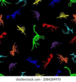 dinosaur skeletons, seamless pattern, vector illustration