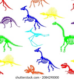 dinosaur skeletons, seamless pattern, vector illustration