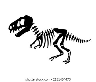 Dinosaur skeleton.Vector silhouette of a dinosaur skeleton.. Print for T-shirts, textiles, wrapping papers, webb. Drawn vector illustration.