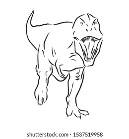 dinosaur sketch, contour vector illustration 