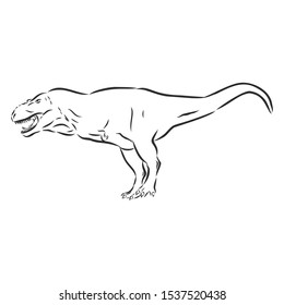 dinosaur sketch, contour vector illustration 