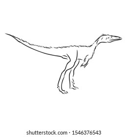 dinosaur sketch, contour vector illustration 