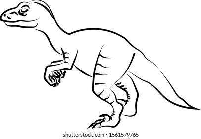 Dinosaur sketch, illustration, vector on white background.