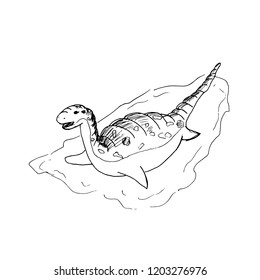 dinosaur sketch in a pool of water
