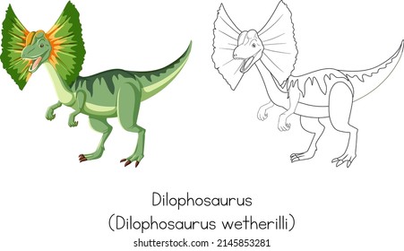 Esbozo de dinosaurios de la ilustración del dilofosaurio