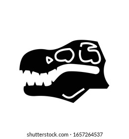 Dinosaur skull black icon, concept illustration, vector flat symbol, glyph sign.