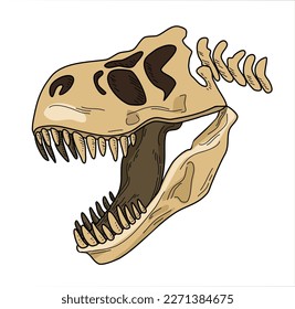 Dinosaur Skull. Drawing Of T-Rex Skull. Illustration for t-shirt, humor print. Terranosaurus rex