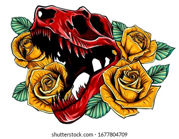 Dinosaur Skull. Drawing Of T-Rex Skull vector