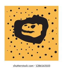 dinosaur skull fossils vector illustration with texture gold colour