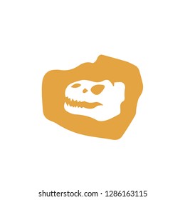 dinosaur skull fossils vector illustration with texture gold colour