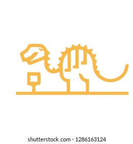 dinosaur skull fossils vector illustration with texture gold colour