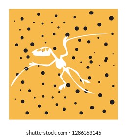 dinosaur skull fossils vector illustration with texture gold colour