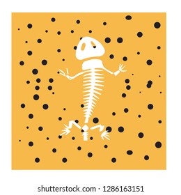 dinosaur skull fossils vector illustration with texture gold colour