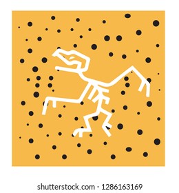 dinosaur skull fossils vector illustration with texture gold colour