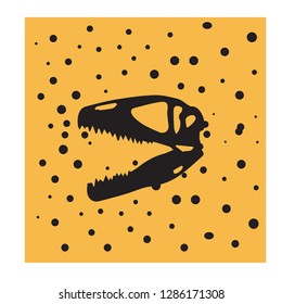 dinosaur skull fossils vector illustration with gold texture