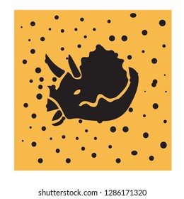 dinosaur skull fossils vector illustration with gold texture