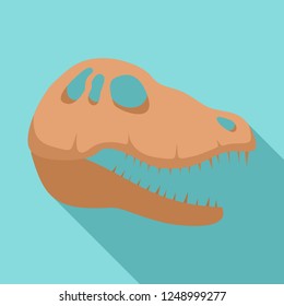 Dinosaur skull head icon. Flat illustration of dinosaur skull head vector icon for web design