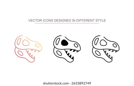 Dinosaur Skull icon design with white background stock illustration
