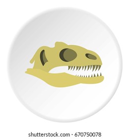 Dinosaur skull icon in flat circle isolated vector illustration for web