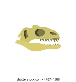 Dinosaur skull icon in flat style on a white background vector illustration