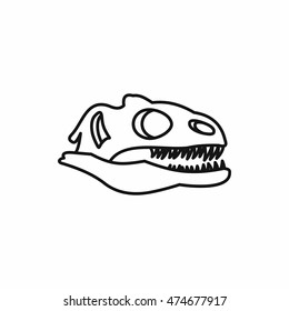 Dinosaur skull icon in outline style on a white background