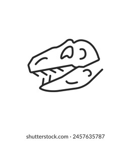 Dinosaur skull icon. A picture representing a prehistoric dinosaur skull, commonly associated with paleontology and natural history. Ideal for use in educational materials. Vector illustration