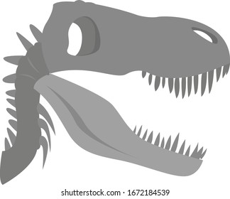 Dinosaur skull, illustration, vector on white background.