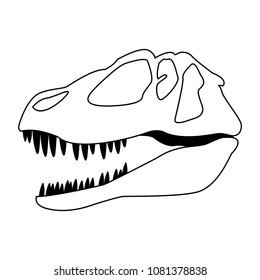 Dinosaur skull isolated on black and white colors
