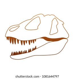 Dinosaur skull isolated on orange lines